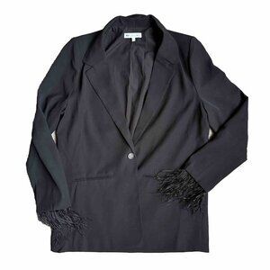 Wayf Black Feather Cuff Blazer Jacket